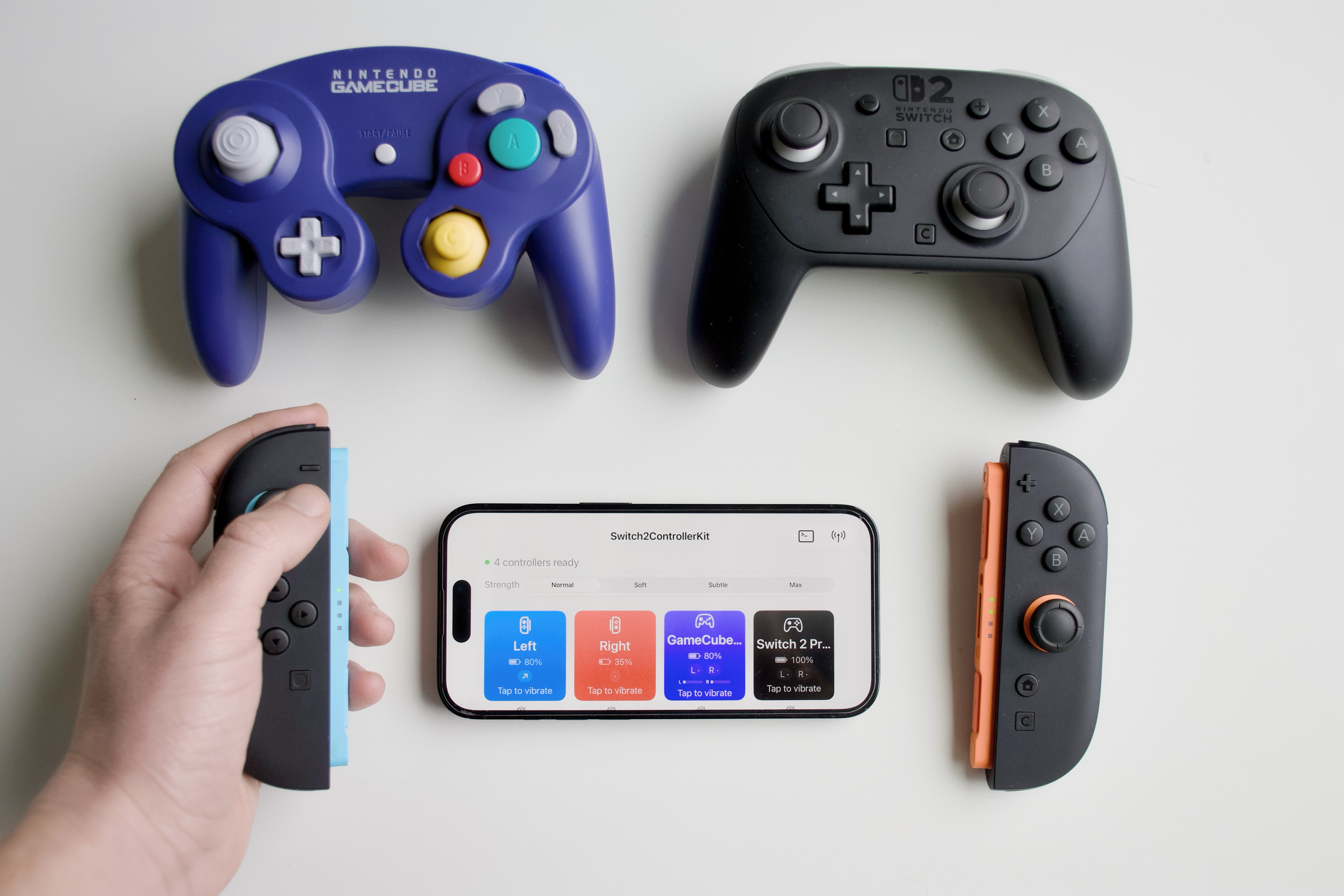 Our testing app connected with all 4 types of Switch 2 controllers.